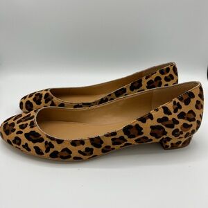 J Crew Lily Lepard Calf Haircovered, low heel, rounded toe